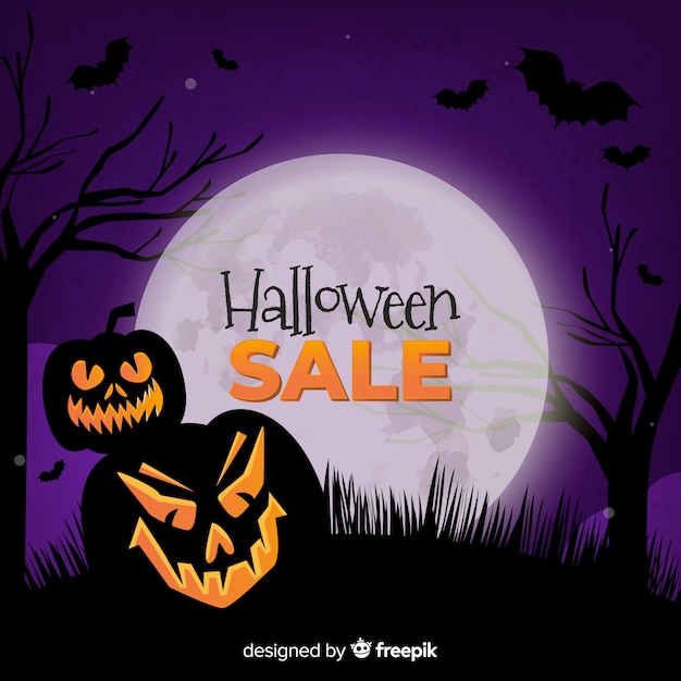 Vettore gratuito stile realistico di halloween vendita sfondo