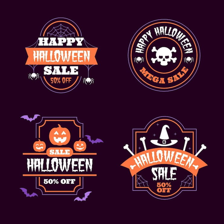 मुफ़्त वेक्टर halloween sale badge collection