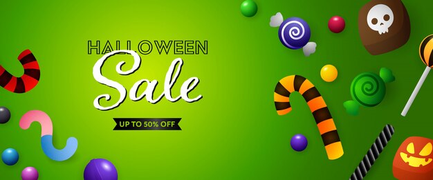 Halloween Sale banner with sweets