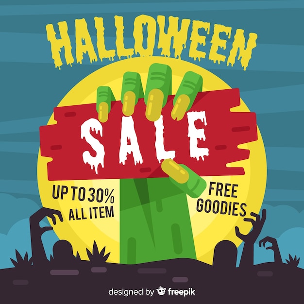 Free vector halloween sale composition with flat design