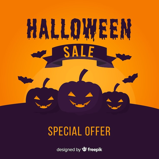 Halloween sale composition with flat design