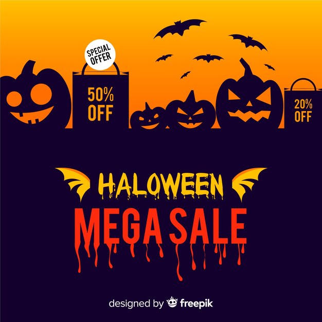 Halloween sale composition with flat design