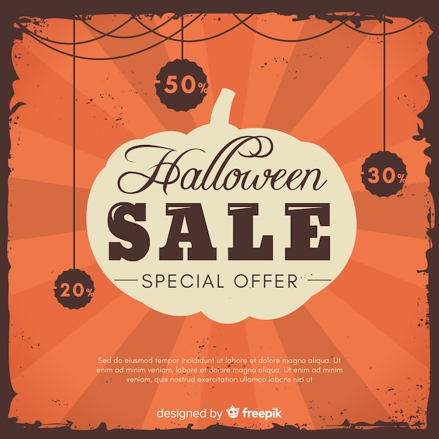 Free vector halloween sale composition with vintage style