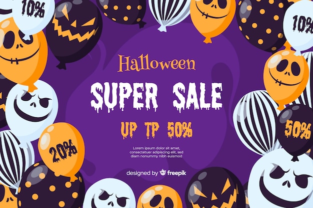 Free vector halloween sale concept with flat design background