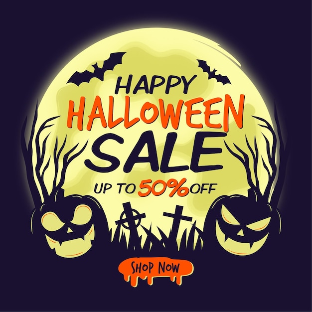 Halloween sale in flat design