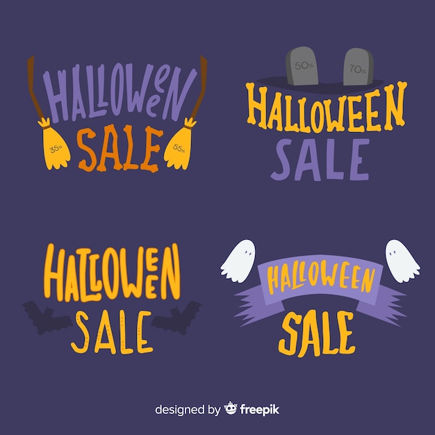 Free vector halloween sale label collection