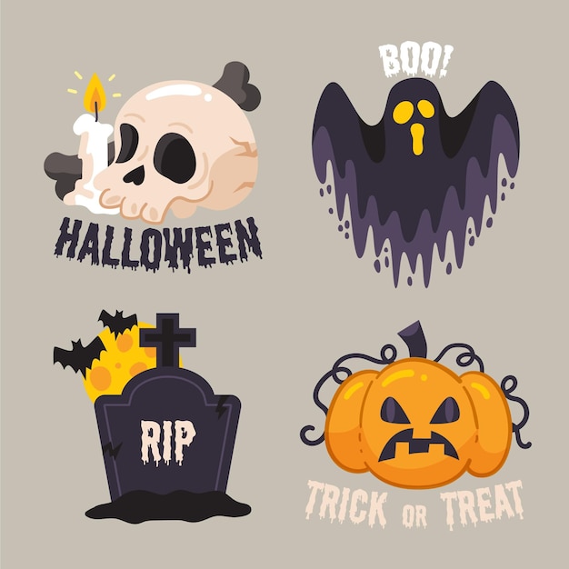 Halloween sale label set design