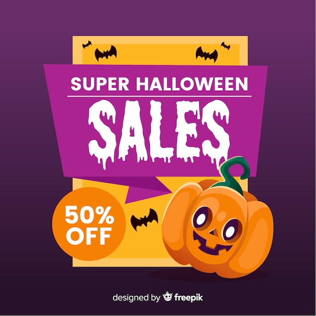 Halloween sales background in flat style