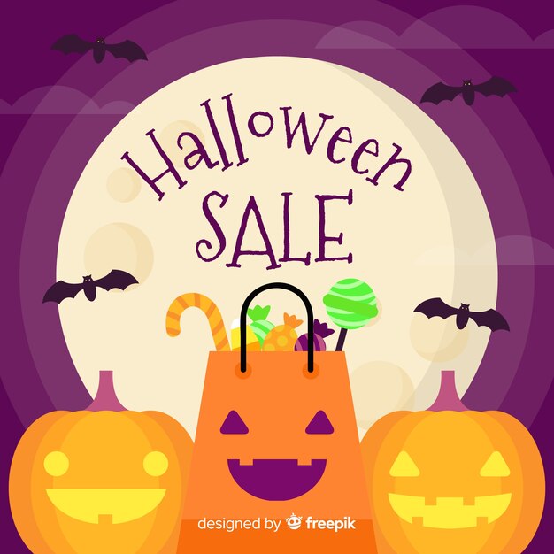 Halloween sales background in flat style