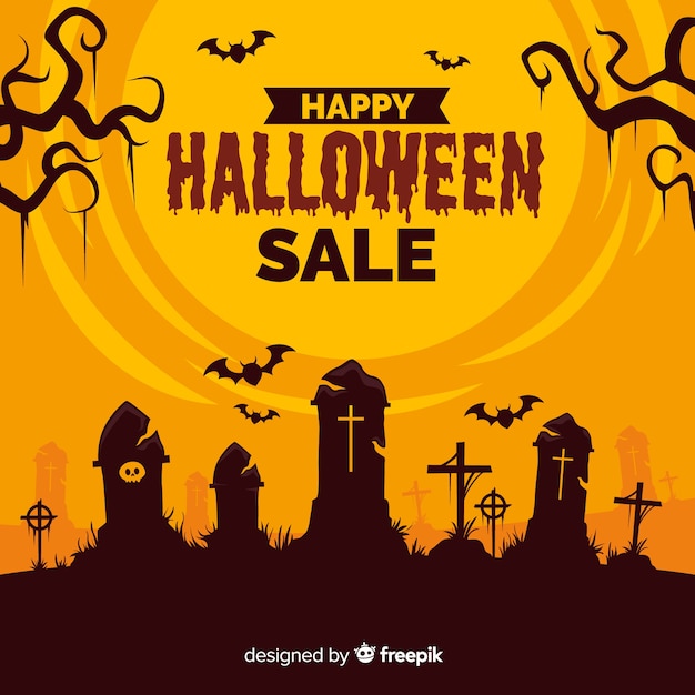 Halloween sales background flat style