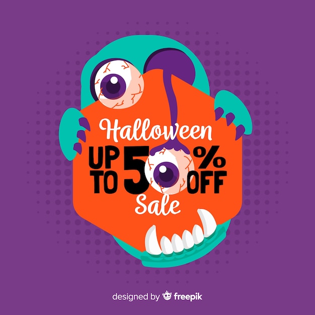 Halloween sales background hand drawn style