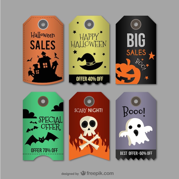 Vettore gratuito halloween tag di vendita