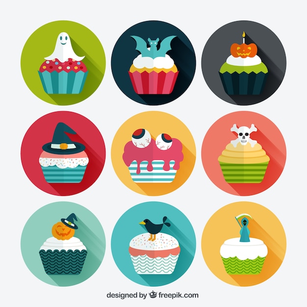 Free vector halloween scary muffins