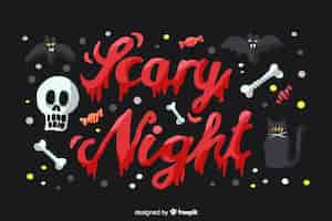 Free vector halloween scary night concept with lettering