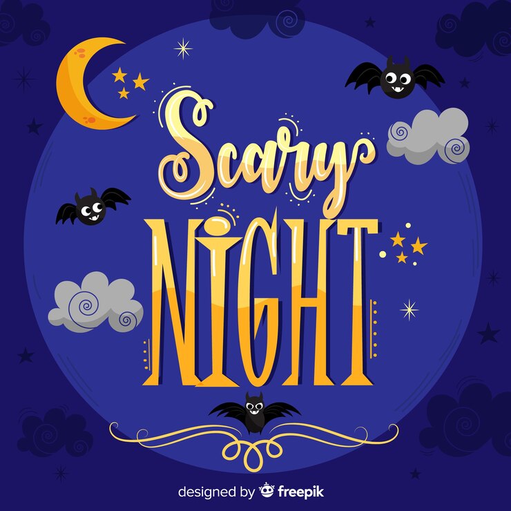 Free Vector halloween scary night lettering