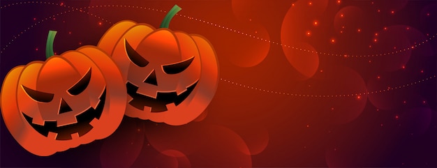 Free vector halloween scary pumpkin banner with text space