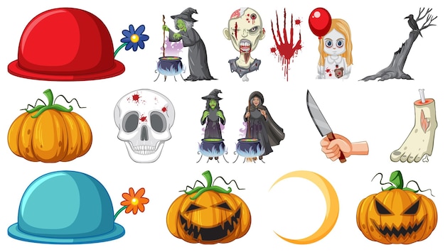 Free vector halloween set with scary monsters