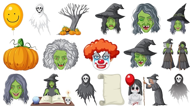 Free vector halloween set with scary monsters