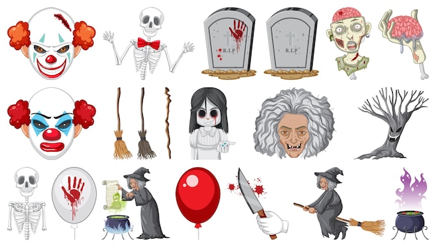 Free vector halloween set with scary monsters