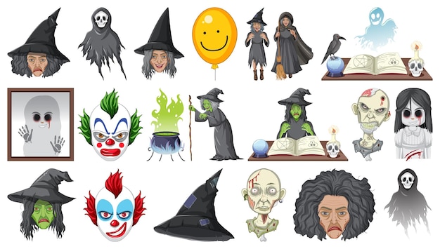 Free vector halloween set with scary monsters