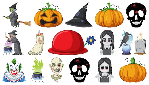 Free vector halloween set with scary monsters