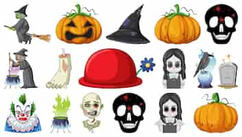 Vettore gratuito set di halloween con mostri spaventosi