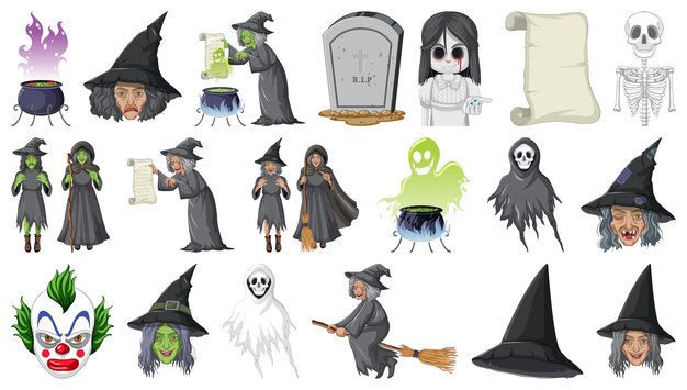Free vector halloween set with scary monsters