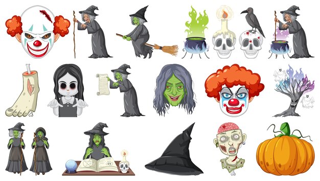 Free vector halloween set with scary monsters