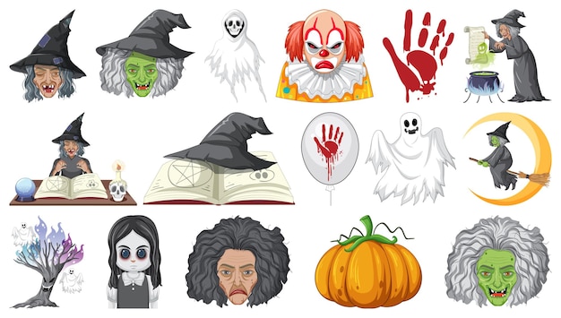 Free vector halloween set with scary monsters