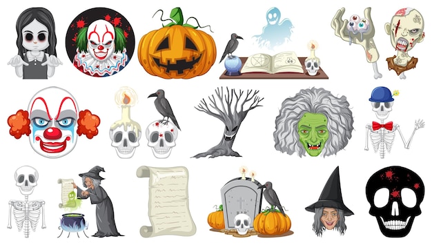 Free vector halloween set with scary monsters