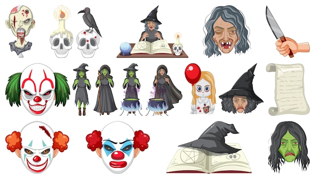 Free vector halloween set with scary monsters