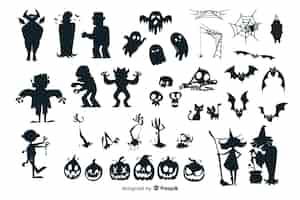 Vettore gratuito collezione silhouette di halloween