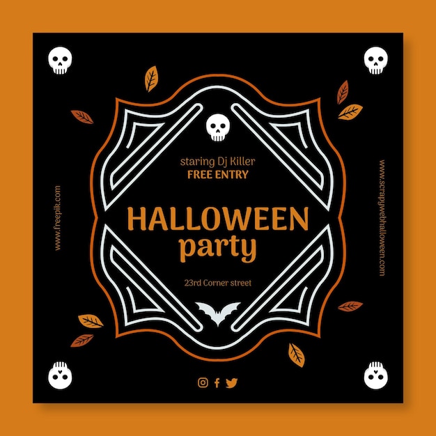 無料ベクター ハロウィーンの2乗チラシテンプレート