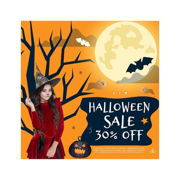 Free vector halloween squared flyer template