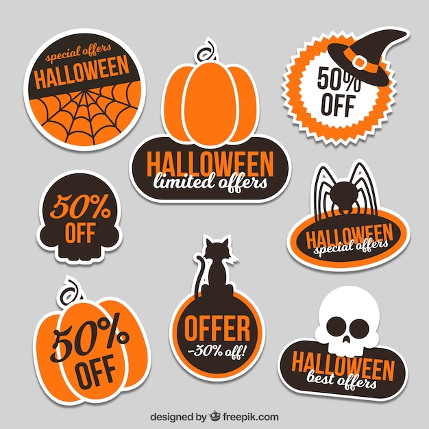 Free vector halloween stickers collection