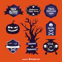 Free vector halloween symbols and badges set