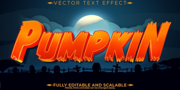 Бесплатное векторное изображение Текстовый эффект хэллоуина, редактируемый жуткий и жуткий настраиваемый стиль шрифта