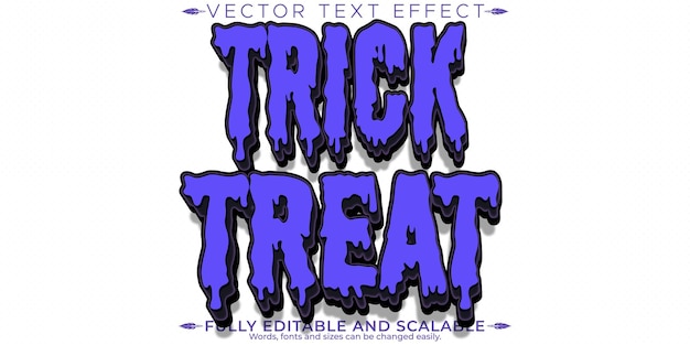 Бесплатное векторное изображение Текстовый эффект хэллоуина, редактируемый жуткий и трюк или жизнь, настраиваемый стиль шрифта