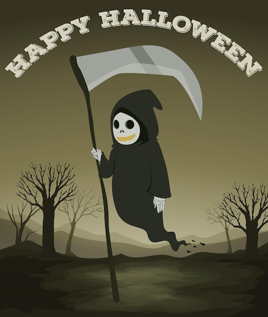 Free vector halloween theme with ghost