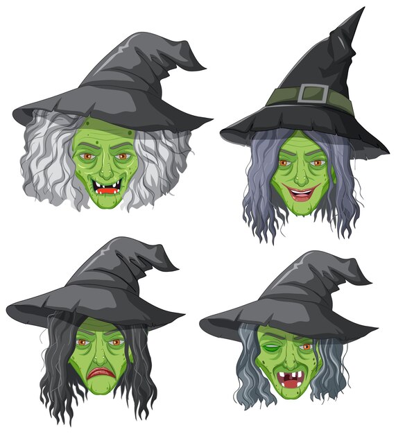 Halloween theme with green face witch