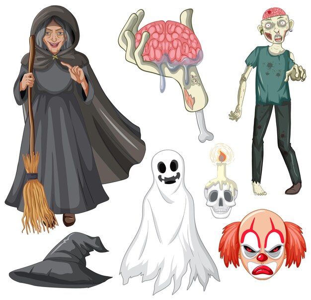 Тема Хэллоуина с ведьмой и зомби