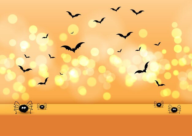 Halloween themed display background with spiders and bats