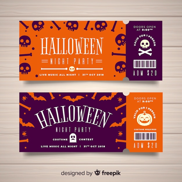 Free vector halloween ticket template