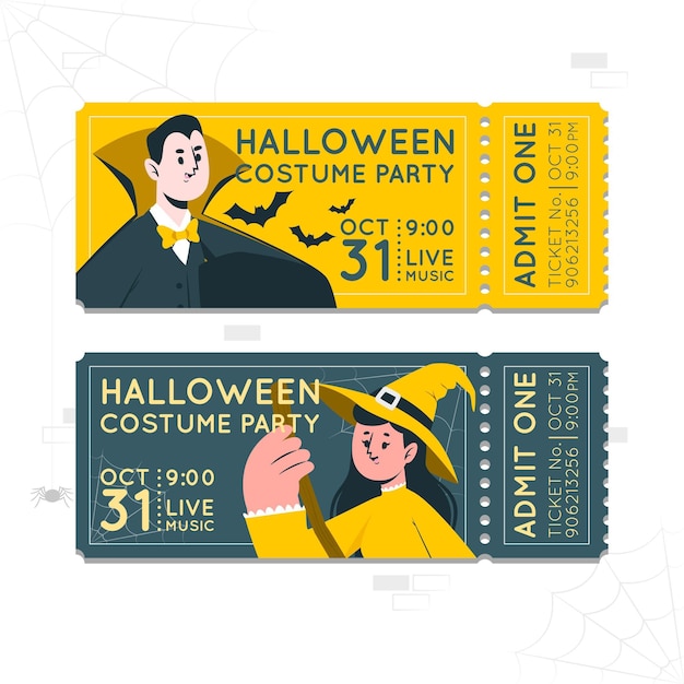 Free vector halloween tickets concept illustration