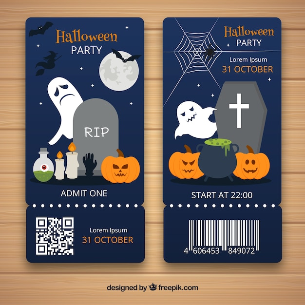 Biglietti di halloween con elementi classici