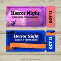 Free vector halloween tickets with colorful style