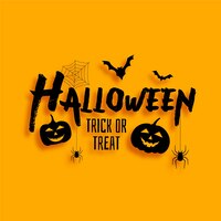 Halloween trick or trat card with bats and scary pumpkins