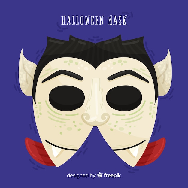 Maschera di vampiro di halloween in design piatto