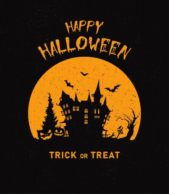 Halloween vertical background with pumpkin haunted house