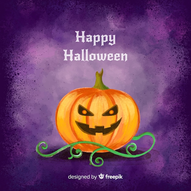 Halloween watercolor background with pumpkin